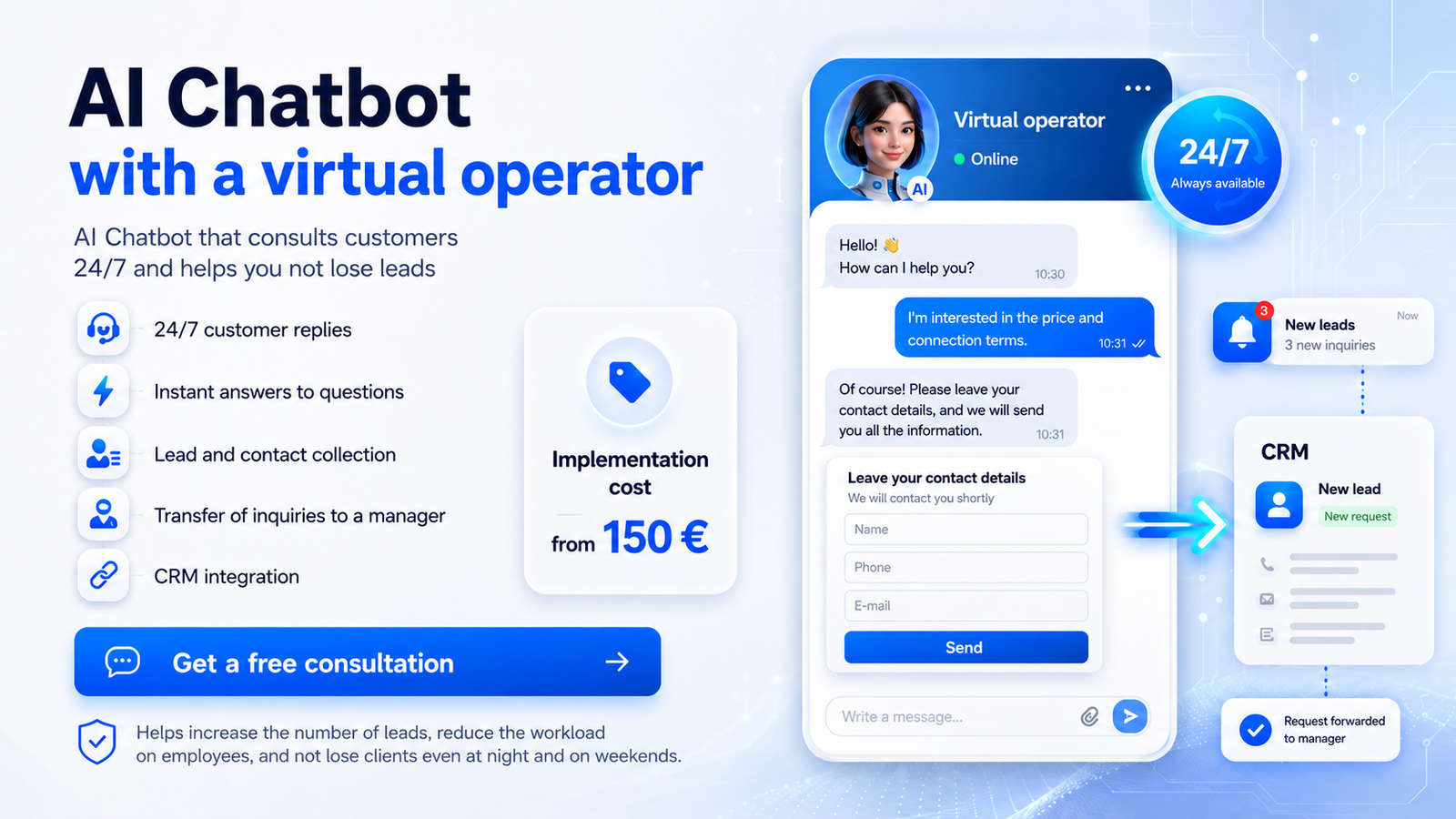 AI chatbot with a virtual operator for a website